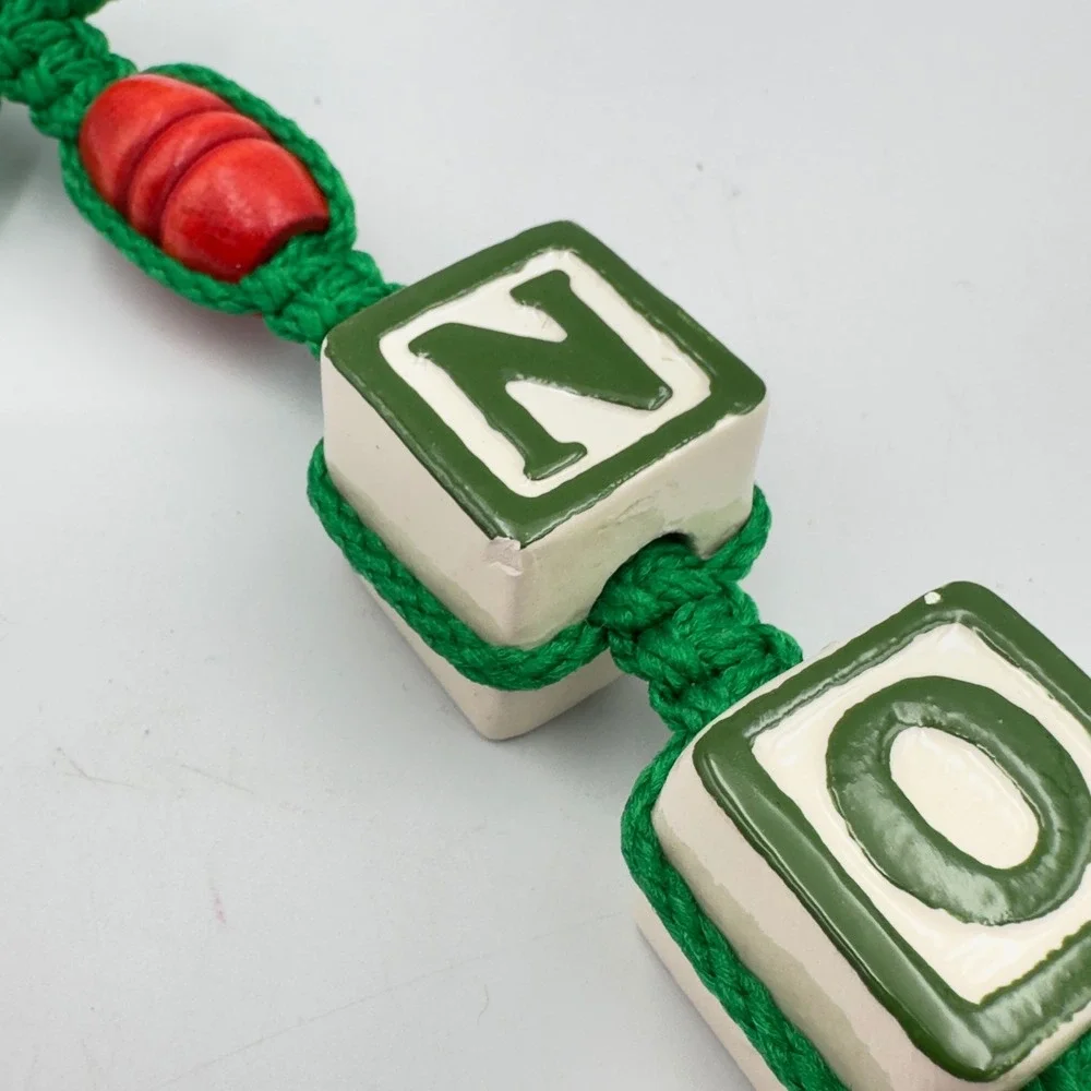 Vintage‎ Macrame Christmas Door Hangers Noel Joy Red Green Jingle Bells Set of 2